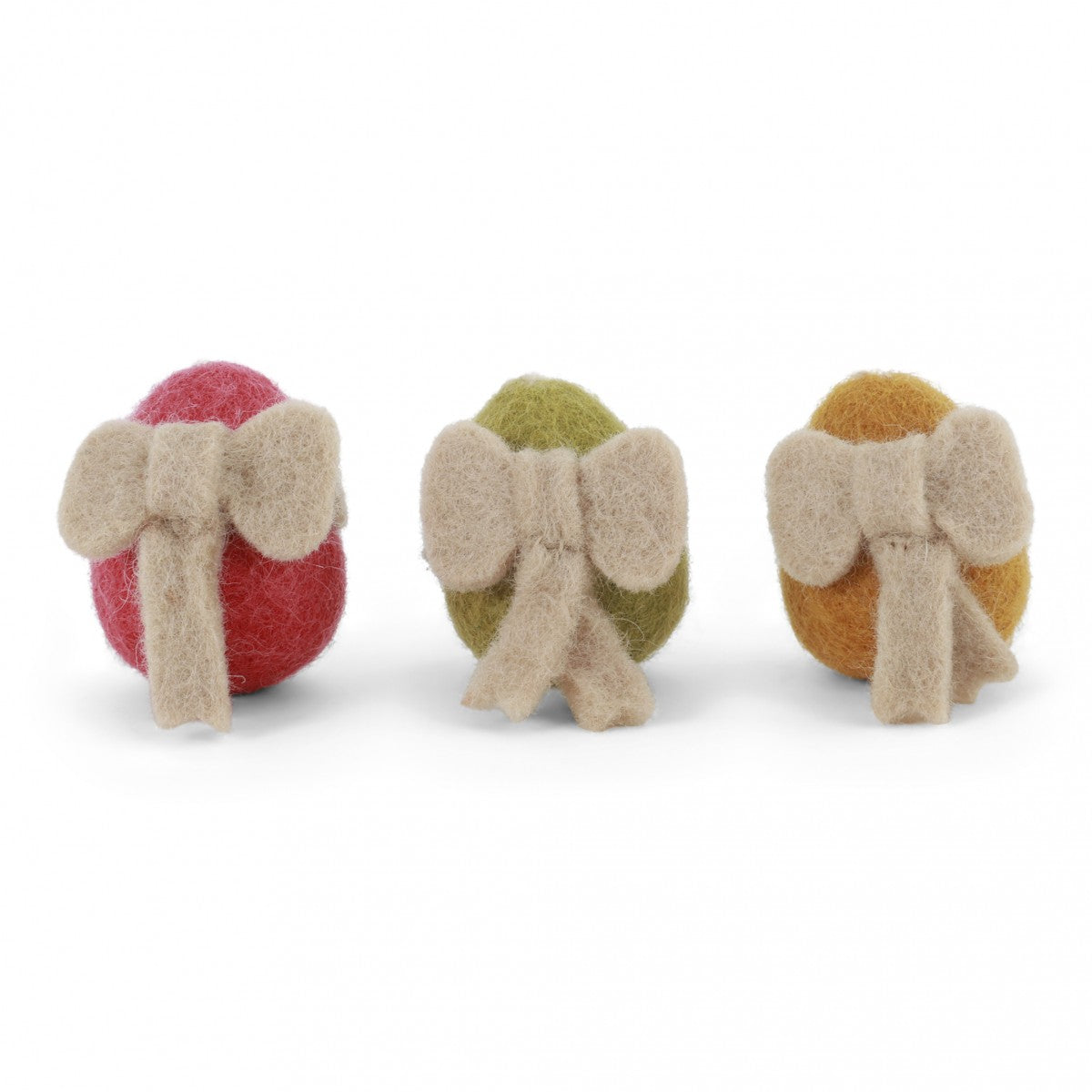 Mini Eggs with Bows (Set Of 3) Felt Decorations