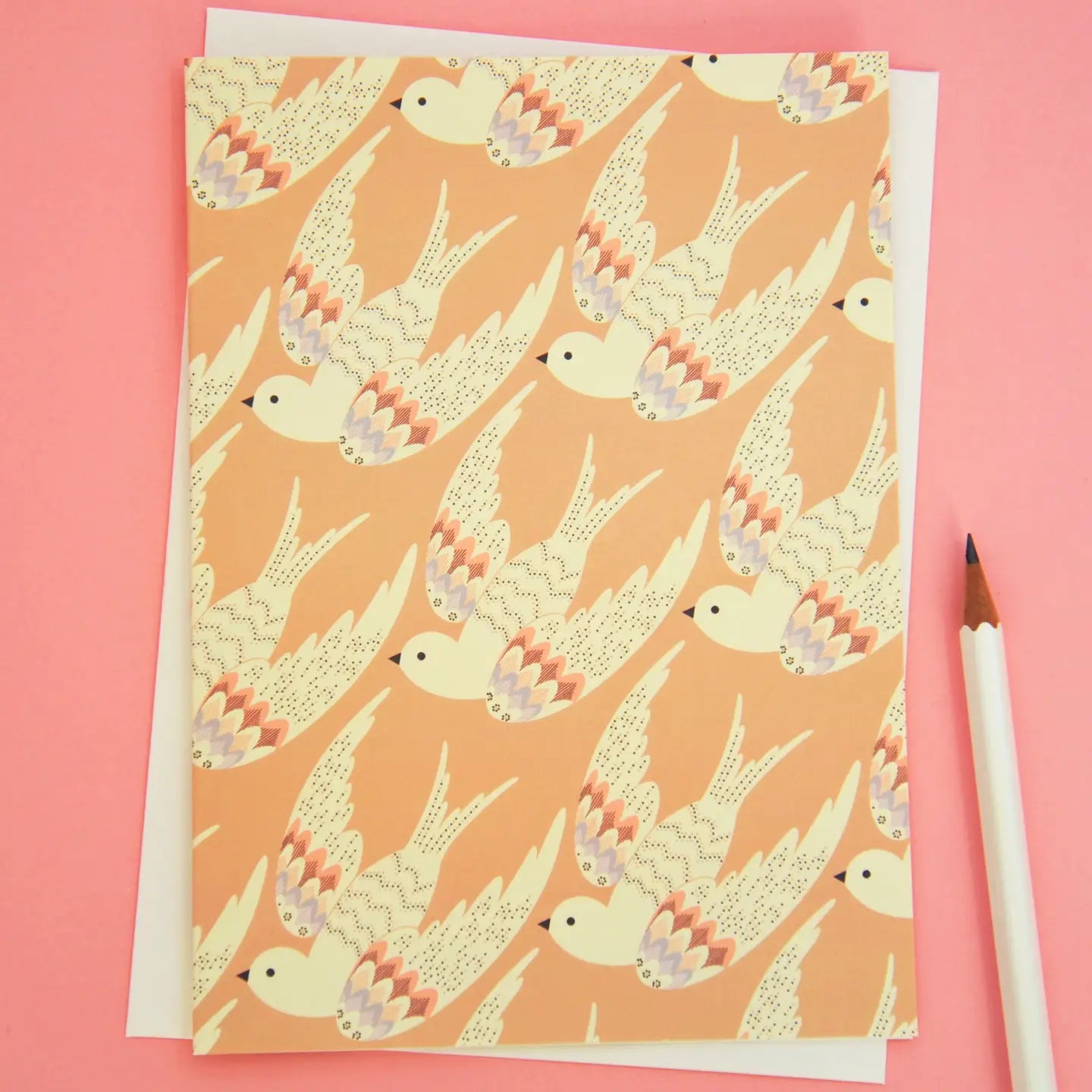 Pink Flying In Greeting Card