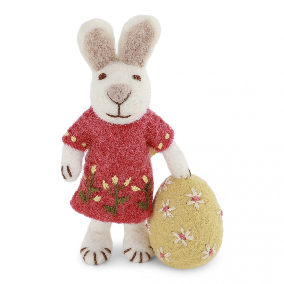 White Bunny With Melon Dress Felt Decoration