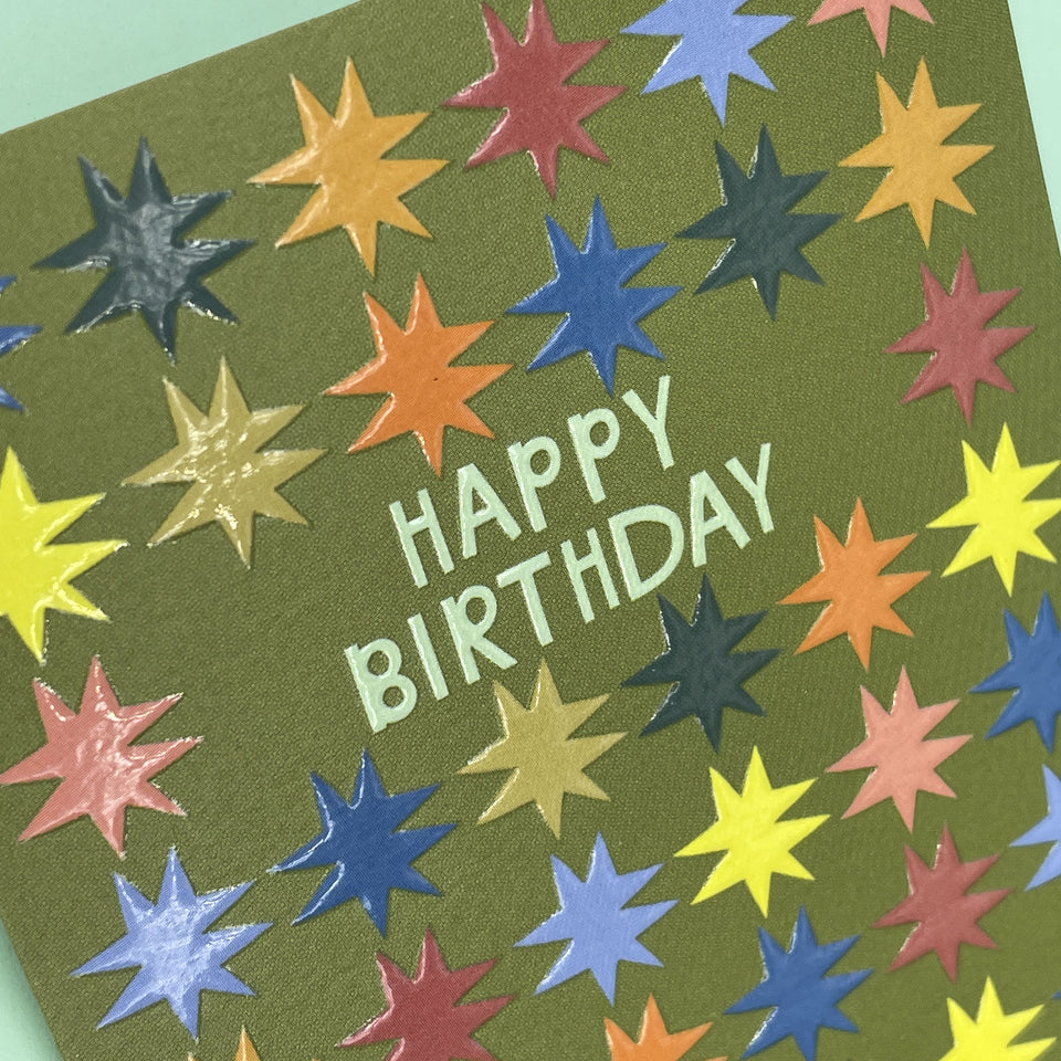 Happy Birthday Stars Mini Greetings Card