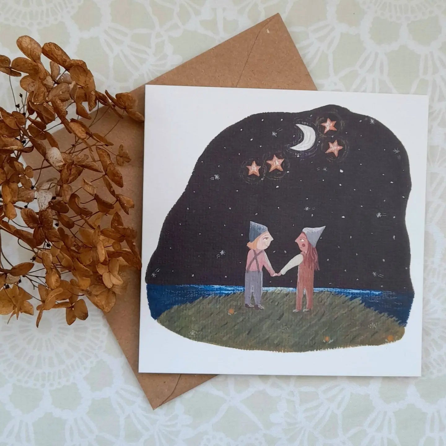 Seaside At Night Greeting Card