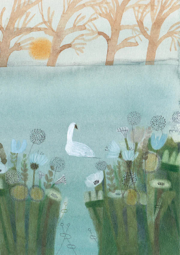 Swan On Lake Greetings Card
