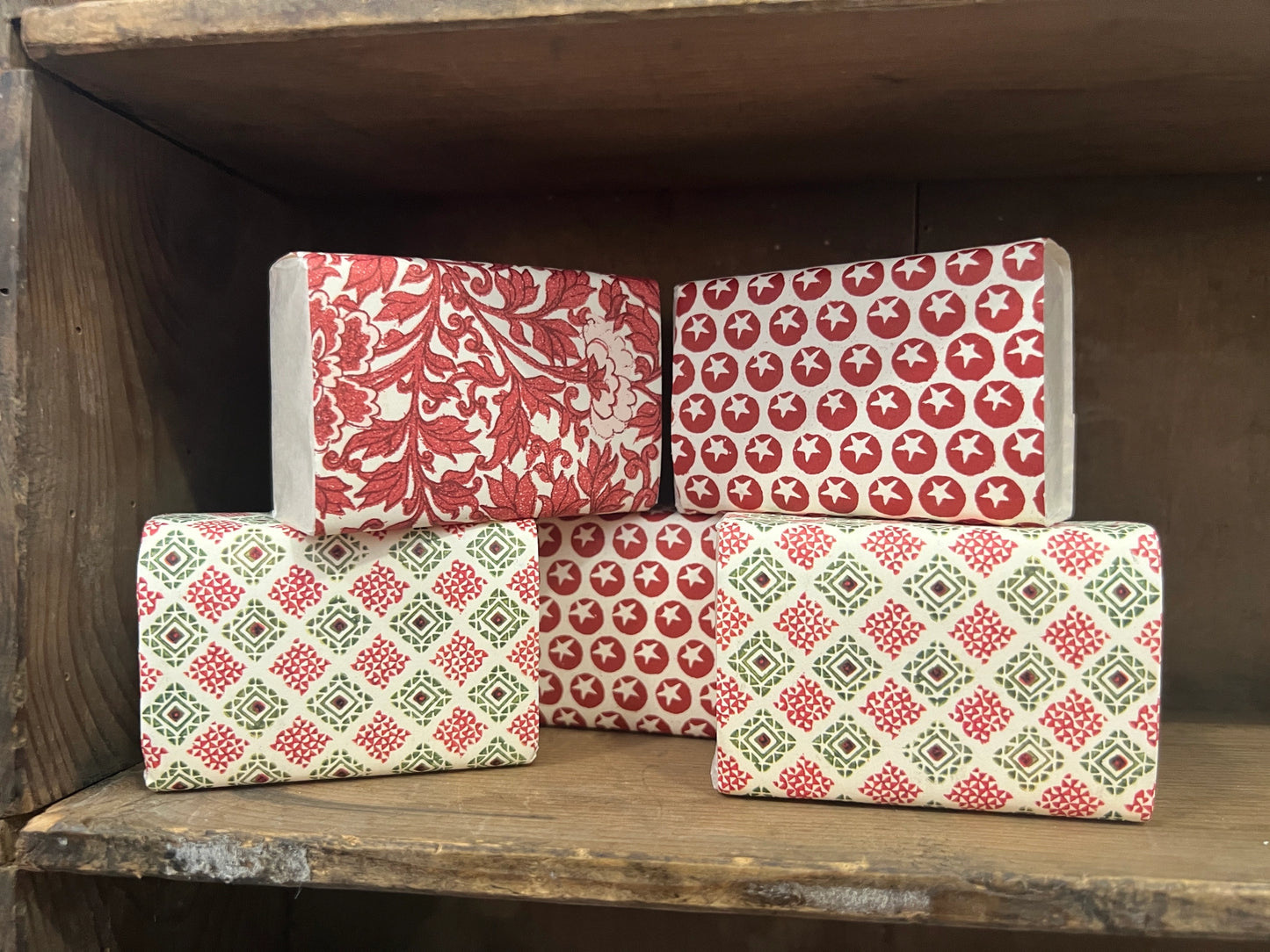 Red print Wrapped Soap