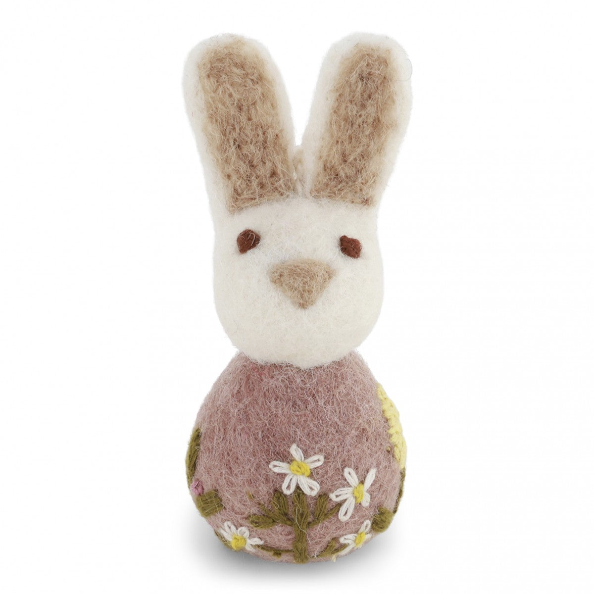 Bunny With Embroidered Flowers Felt Decoration
