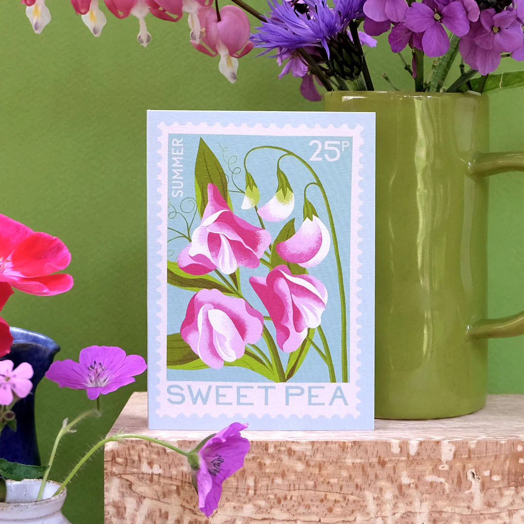 Sweet Pea Illustrated Mini Greetings Card