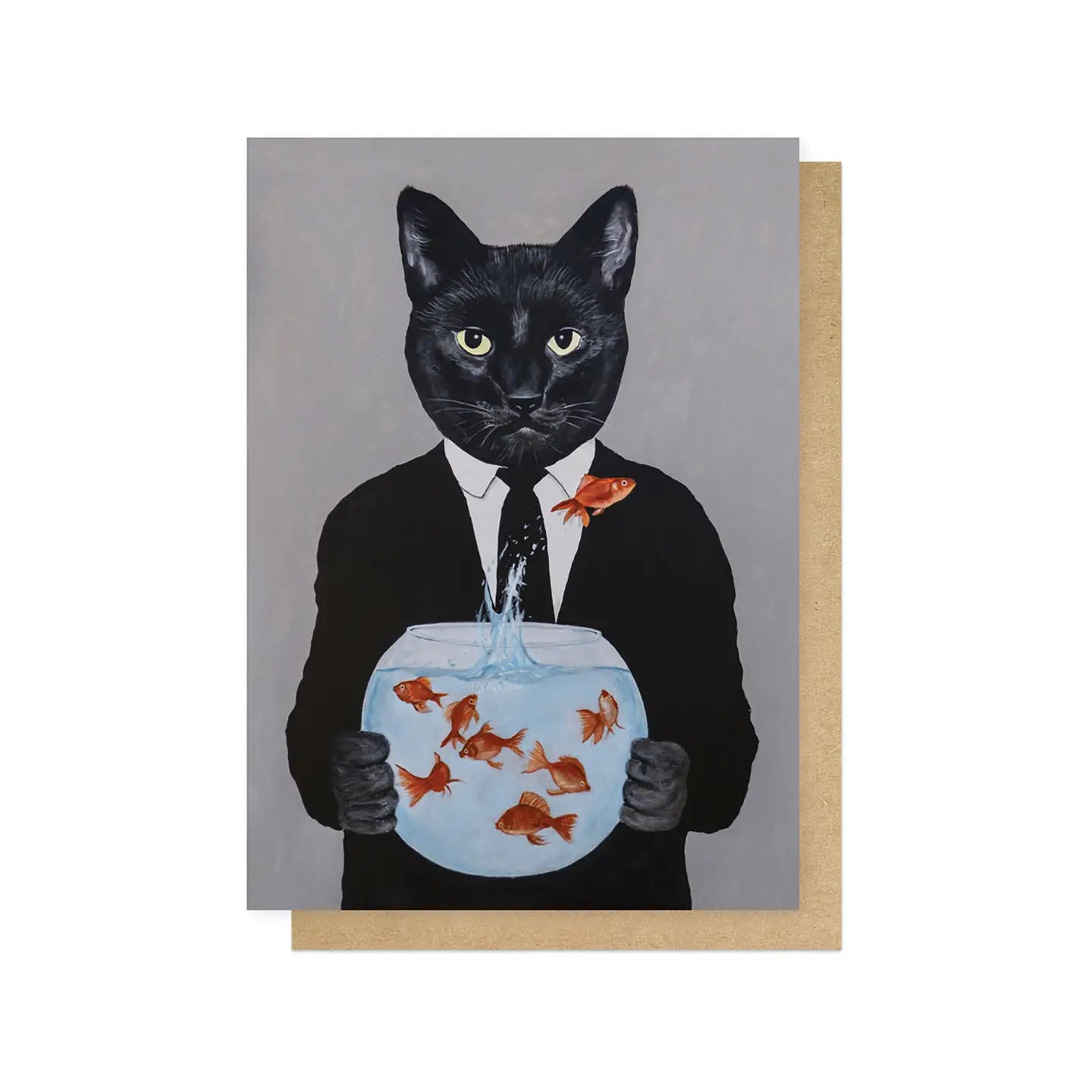 Cat With Fishbowl Greeting Card