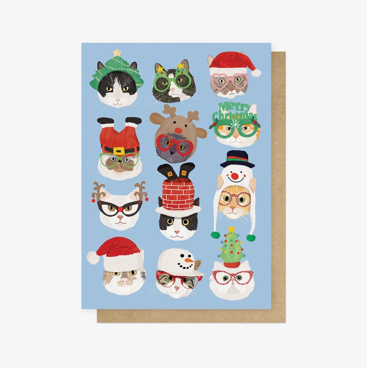 Christmas Cats In Glasses Christmas Card