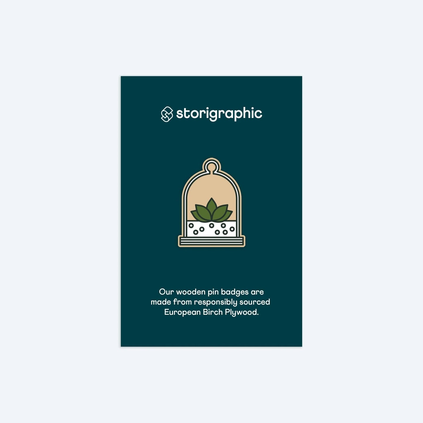 Wooden Pin Badge - Terrarium