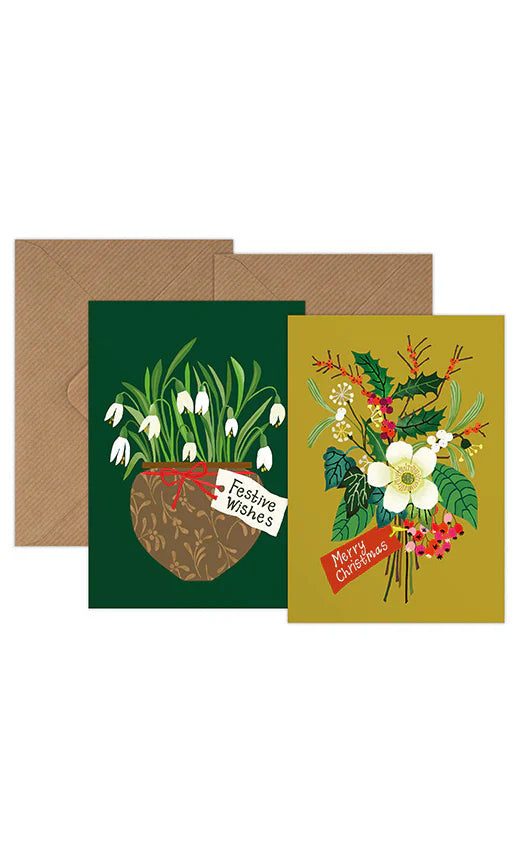 Snowdrop & Merry Christmas Cards Greetings Card Pack