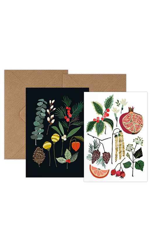 December & Winter Foliage Christmas Cards Greetings Card Pack
