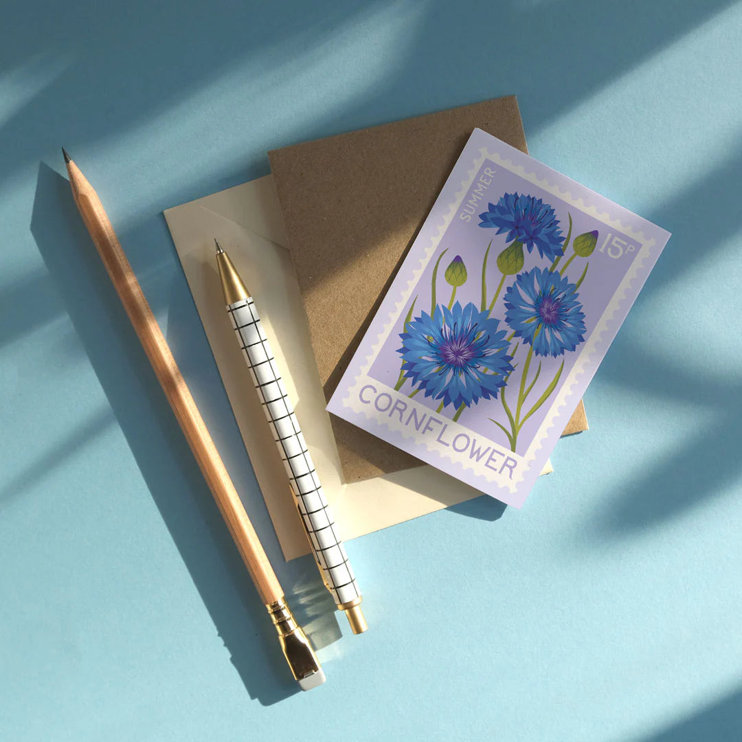 Cornflower Illustrated Mini Greetings Card