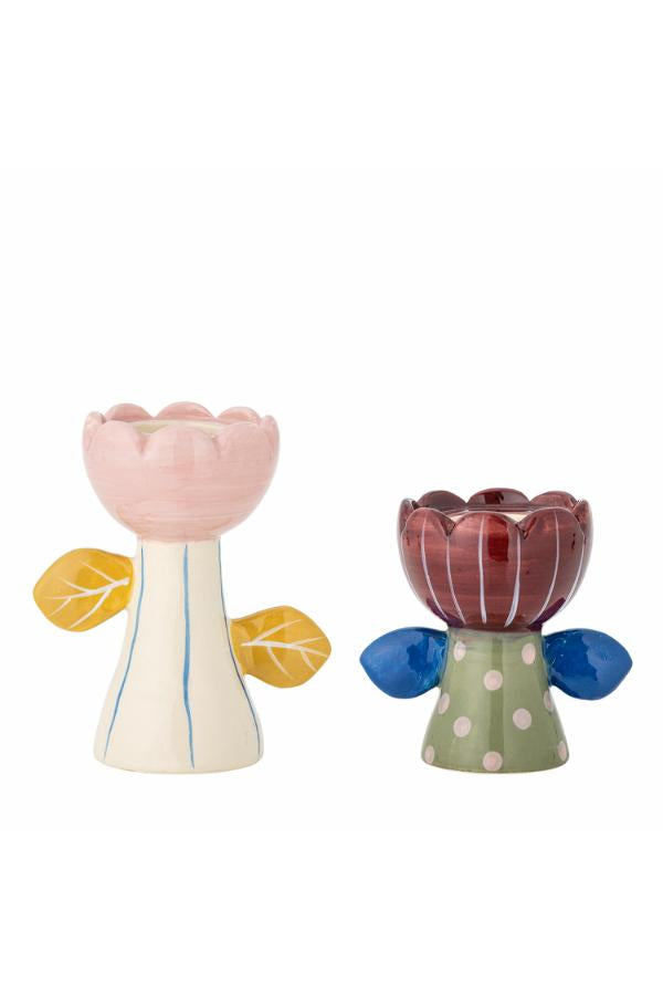 Florita Votive & Candle Holder Pink / White Stripe