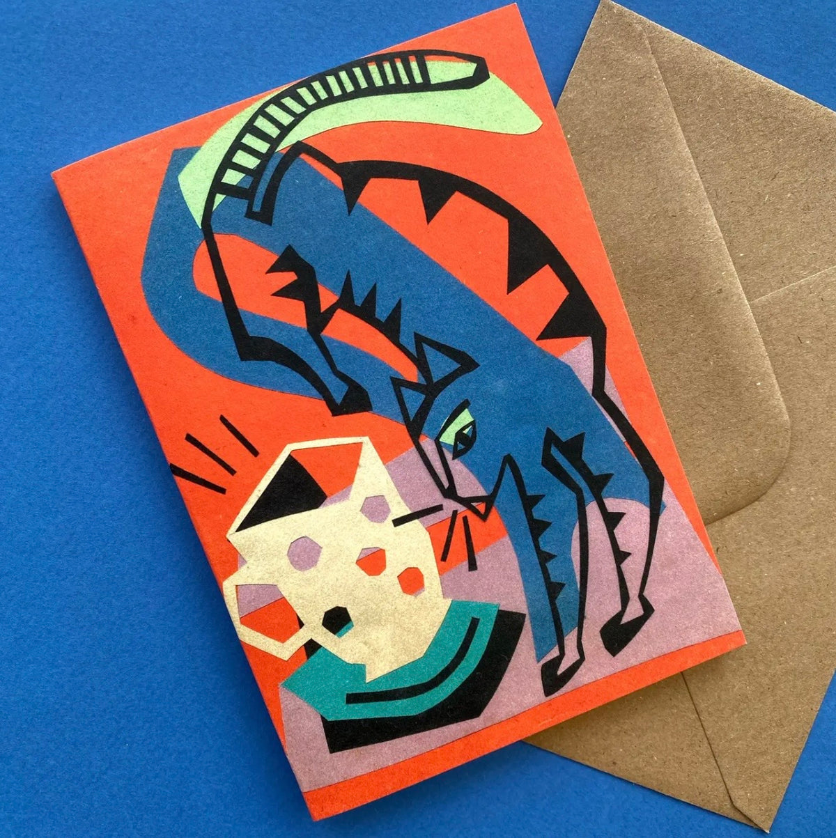 Cat On The Table! Greetings Card