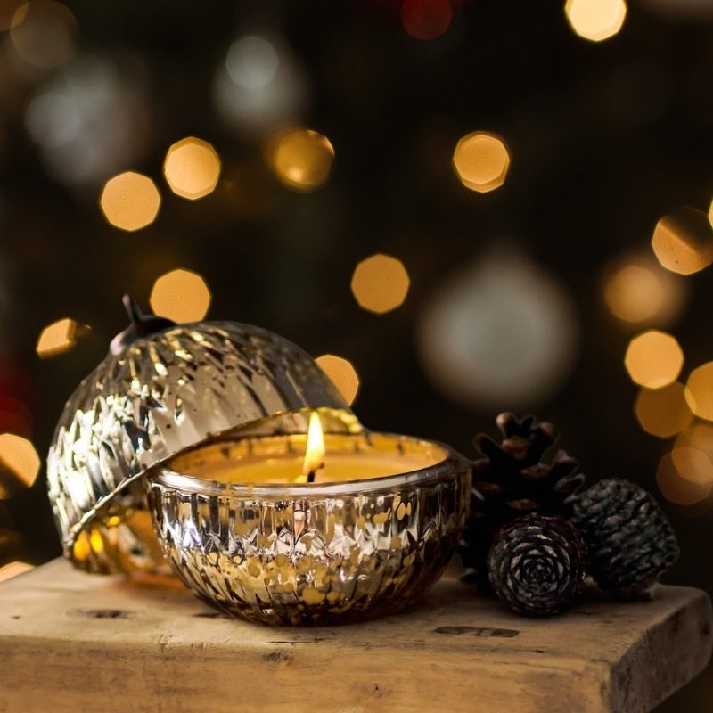 Winter Thyme Scented Silver Bauble Candle Candle