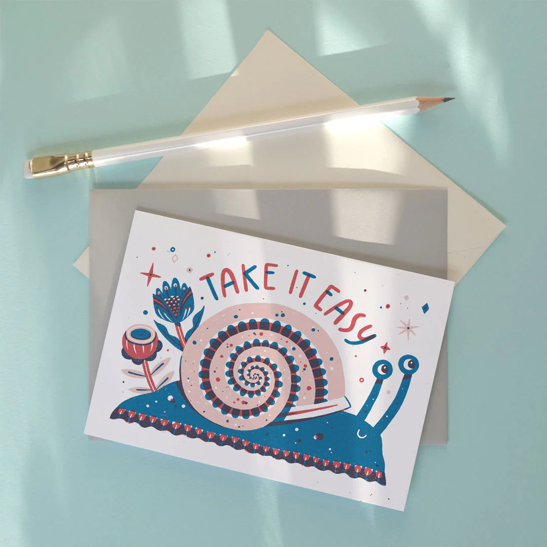 Take It Easy Snail Greetings Card