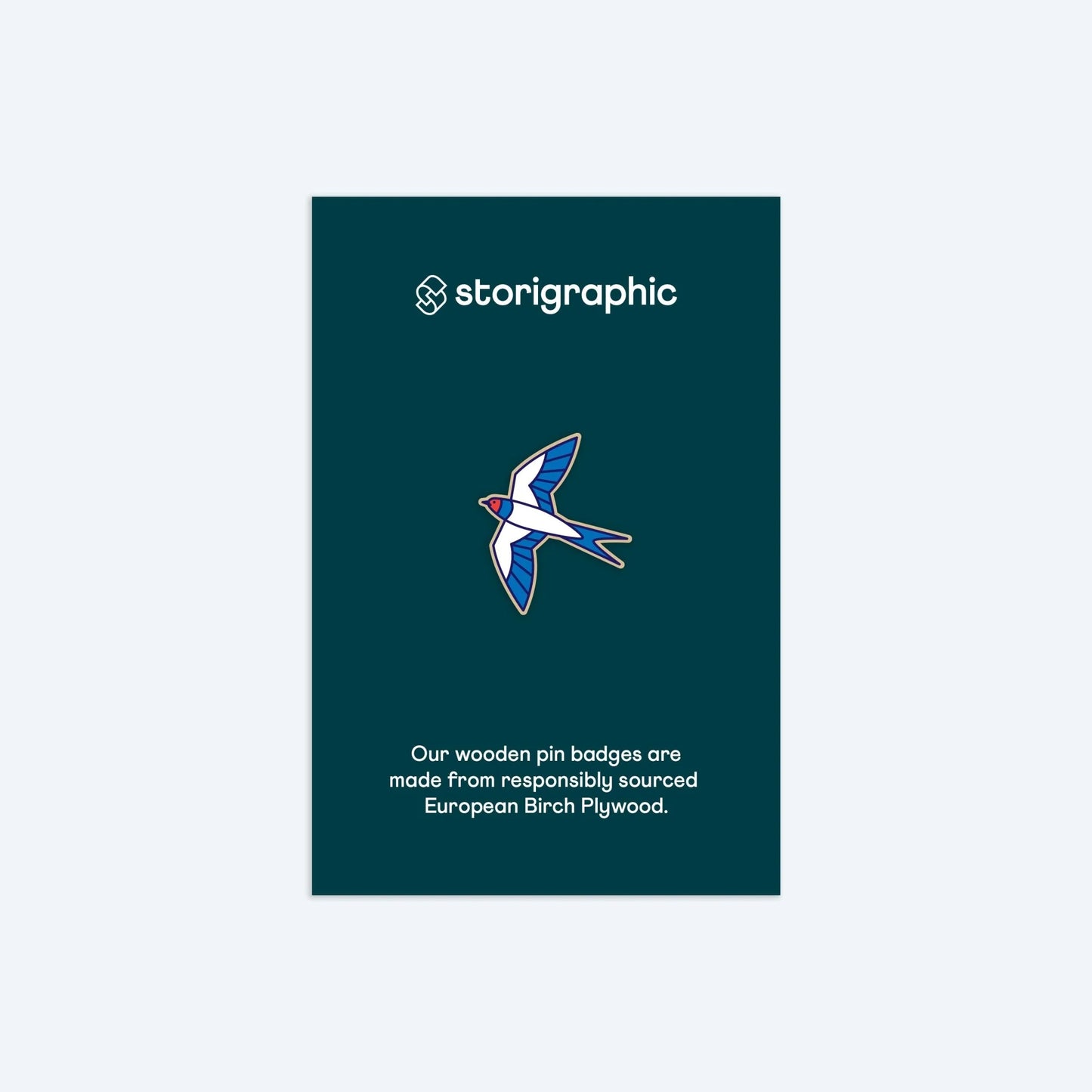 Wooden Pin Badge - Swallow