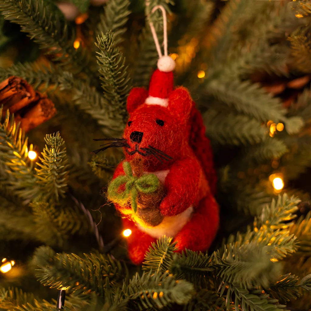 Red Squirrel with Acorn Felt Decoration
