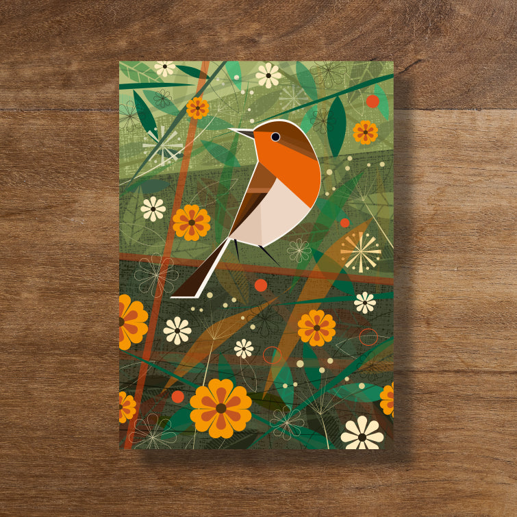 Robin in the Woods Greetings Card