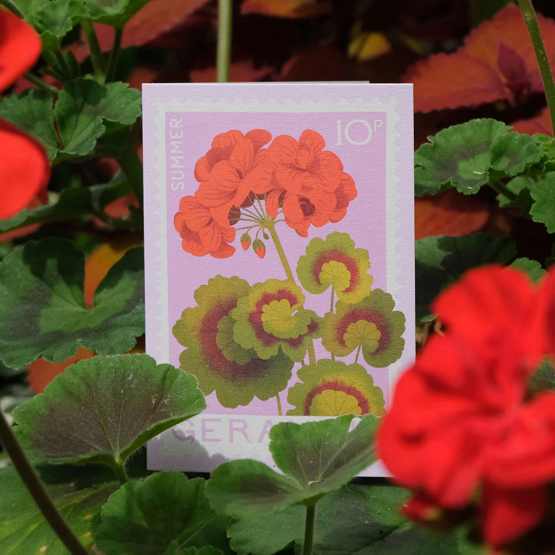 Geranium Illustrated Mini Greetings Card