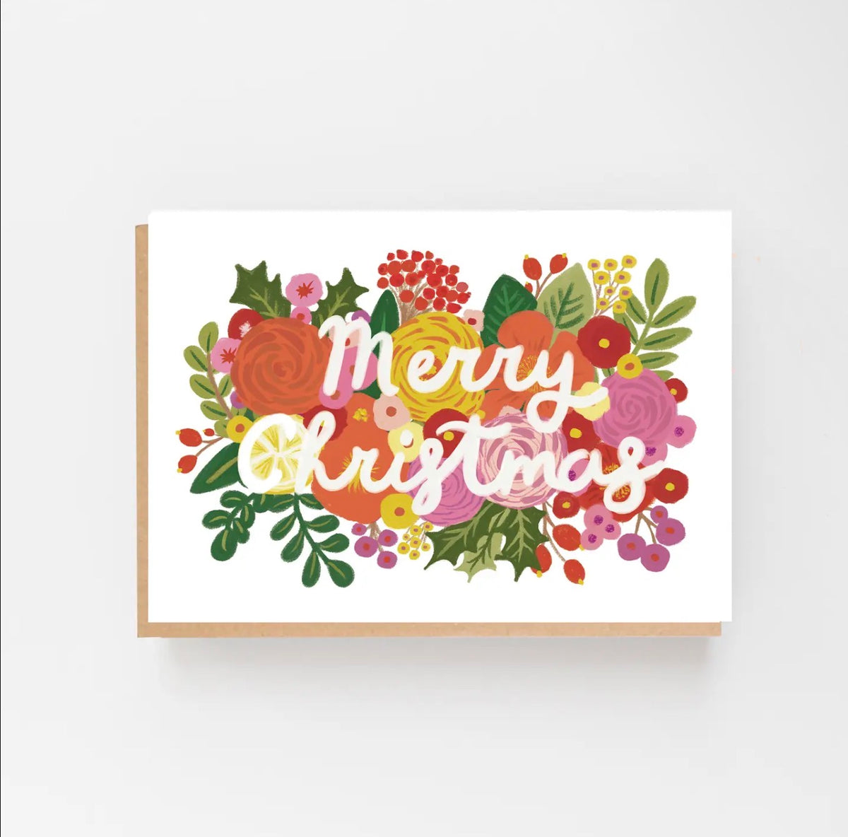Merry Christmas Flowers Card Pack of 8