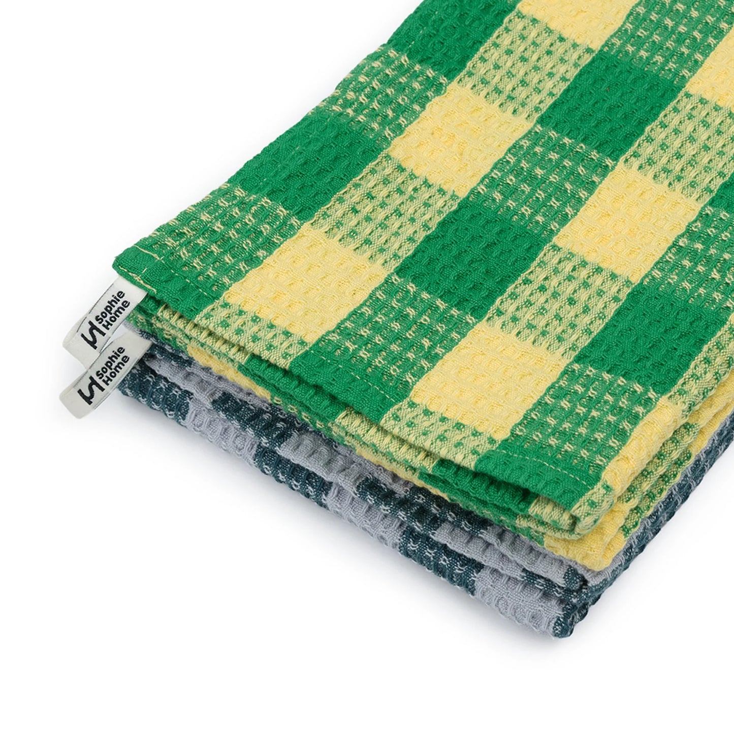 Green Cotton Waffle Tea Towels - 2 Pack