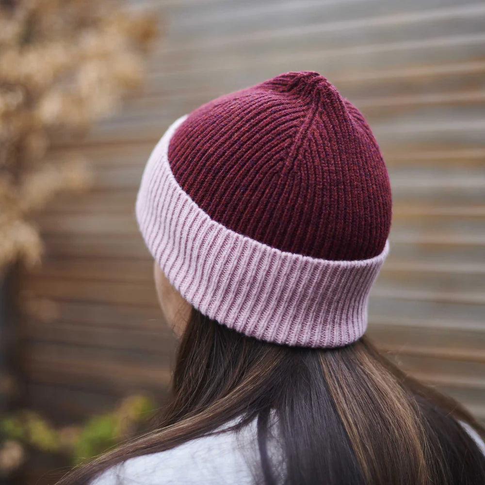 Bordeaux & Dusky Pink Beanie (unisex)