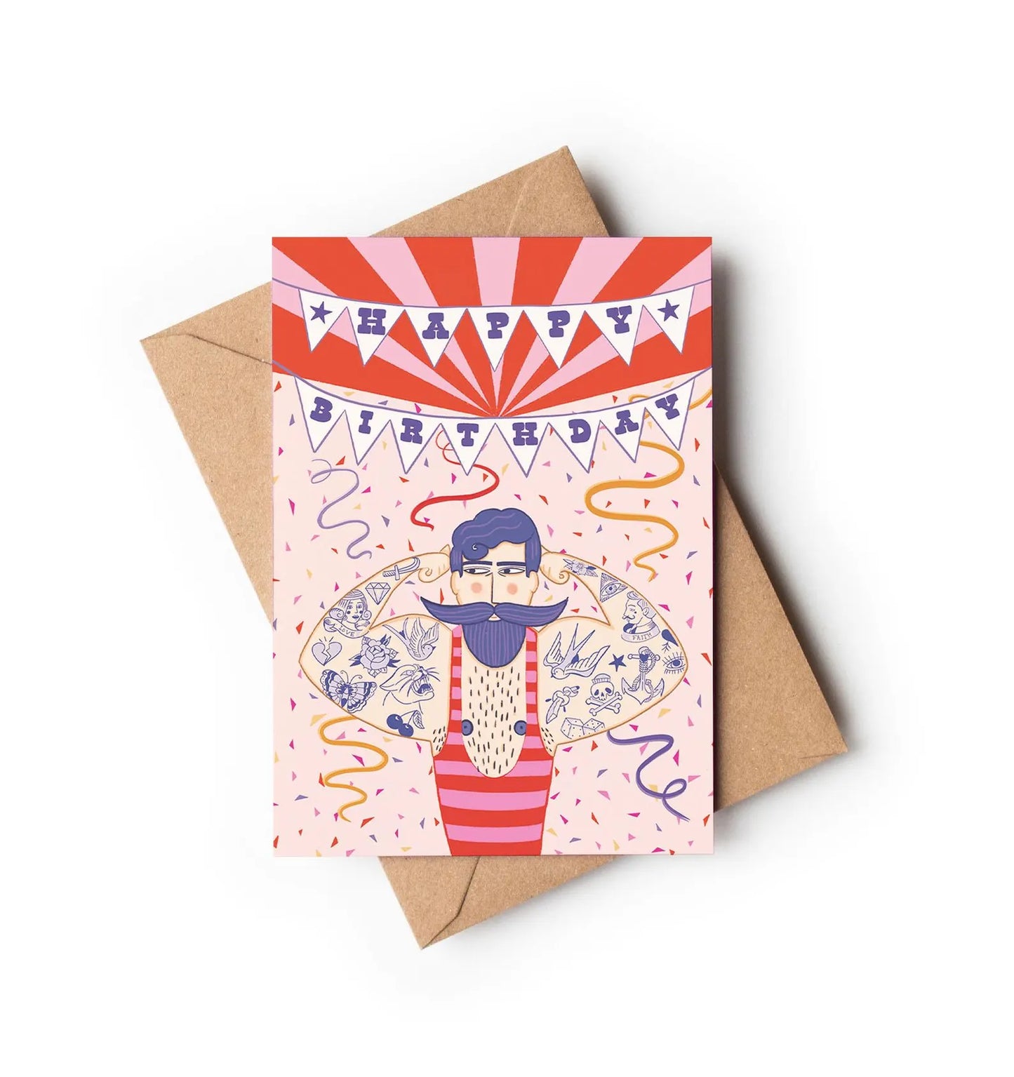 Circus Strongman Birthday Greetings Card
