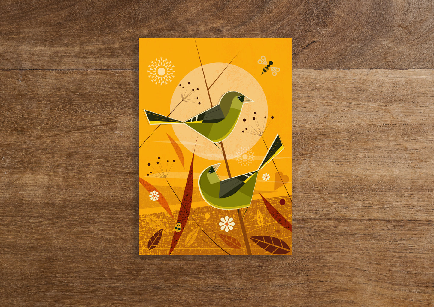 Greenfinch in Meadow Greetings Card