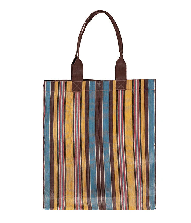 Eco Woven Market Shopper In Yellow, Saxe, Rose & Beige