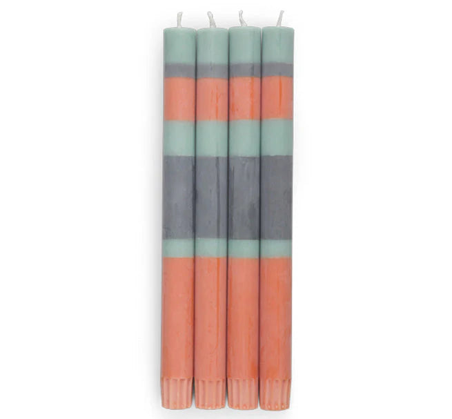 Striped Eco Dinner Candles Marigold Gunmetal Pack of 4