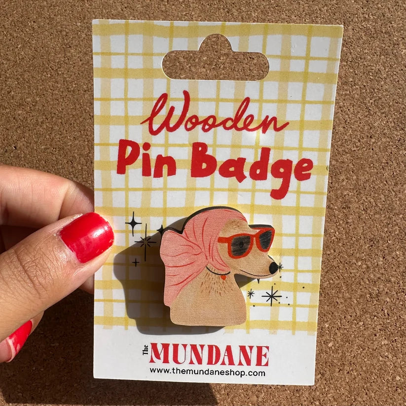 Sassy Dog Wooden Pin Badge