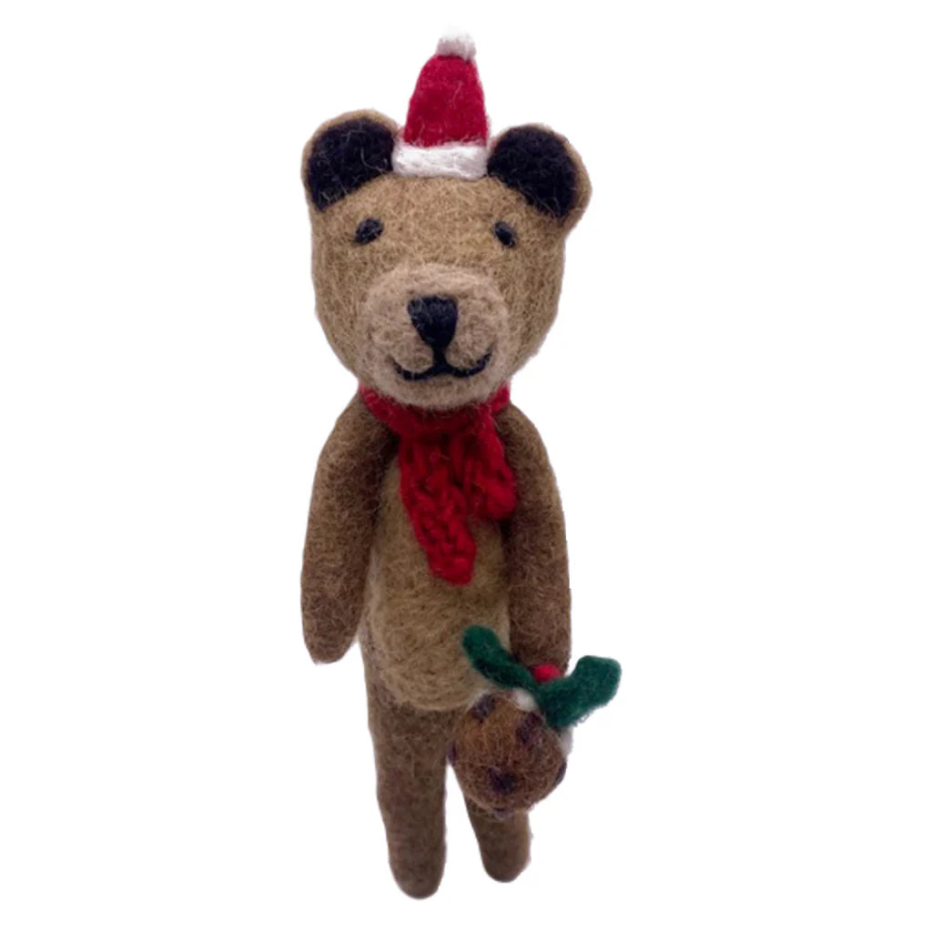 Brown Bear With Christmas Pudding