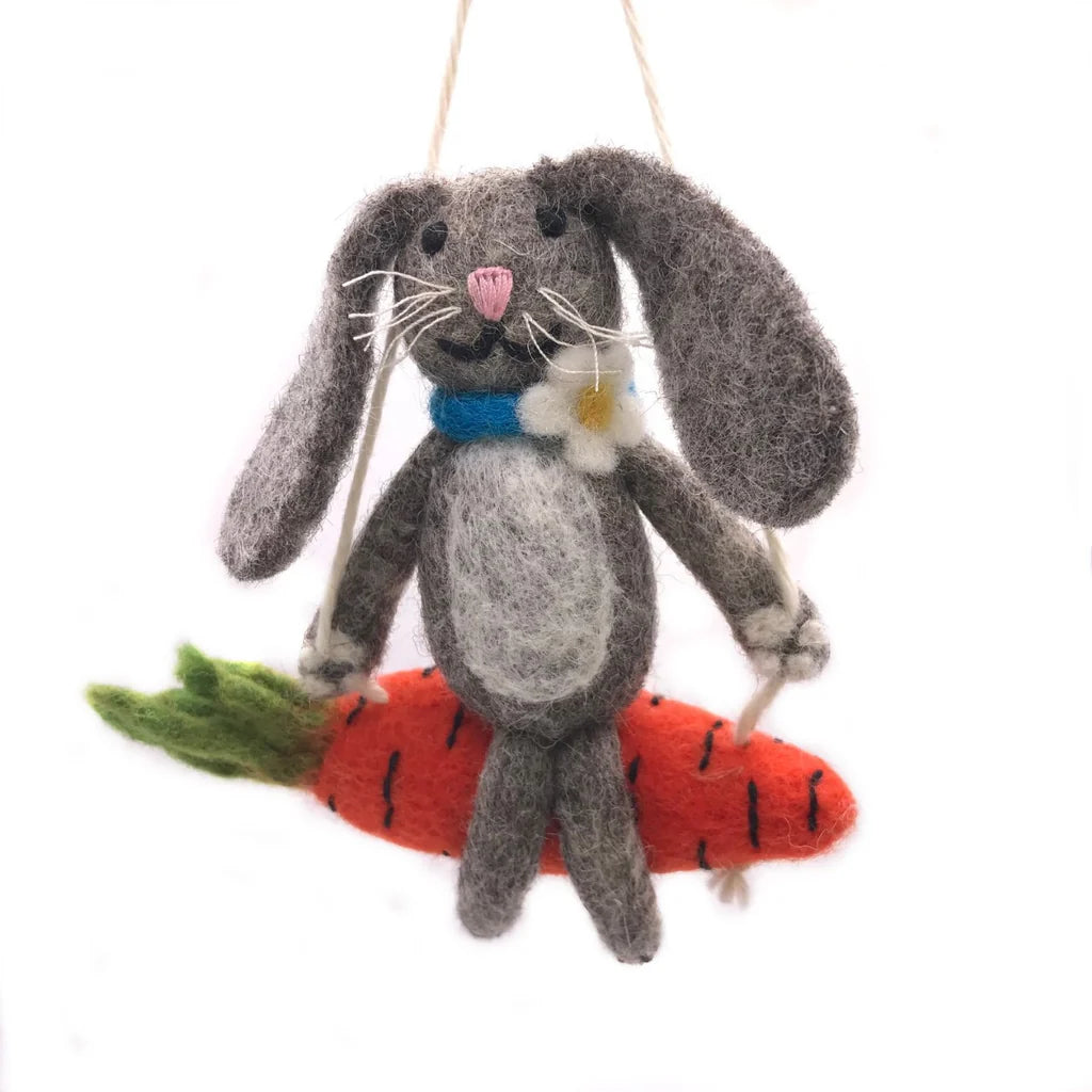 Bunny On A Carrot Swing Decoration