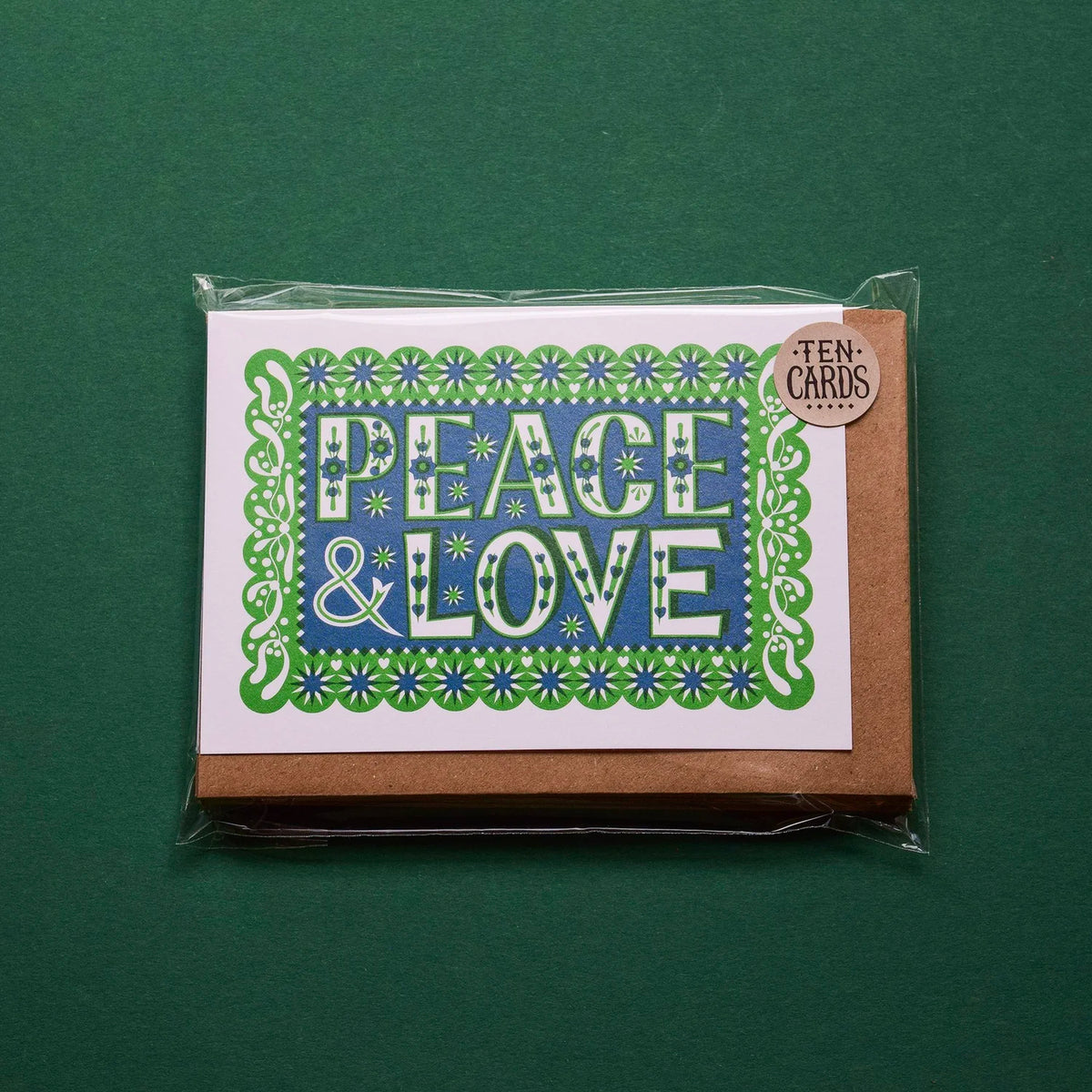 Peace & Love Christmas Card Pack Of 10