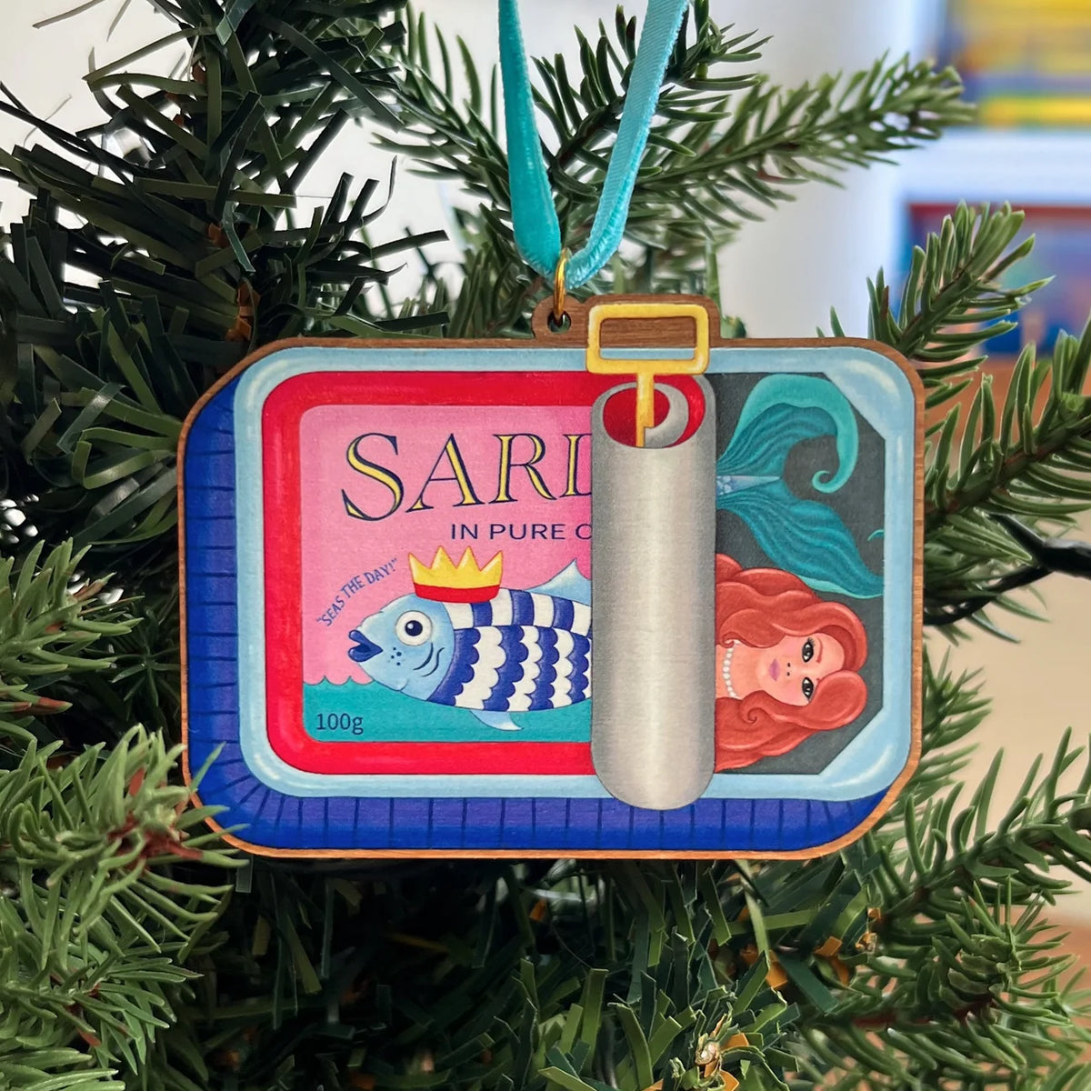 Sardine Tin Mermaid Christmas Decoration