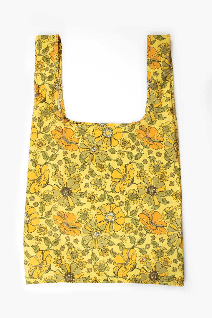 Retro Flowers Medium Reusable Bag