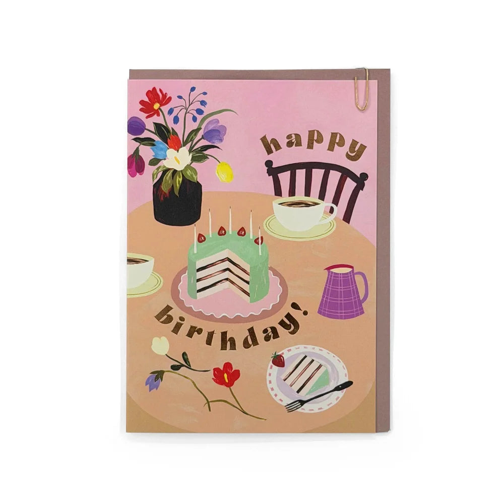 Happy Birthday Tea And Cake Greeting Card