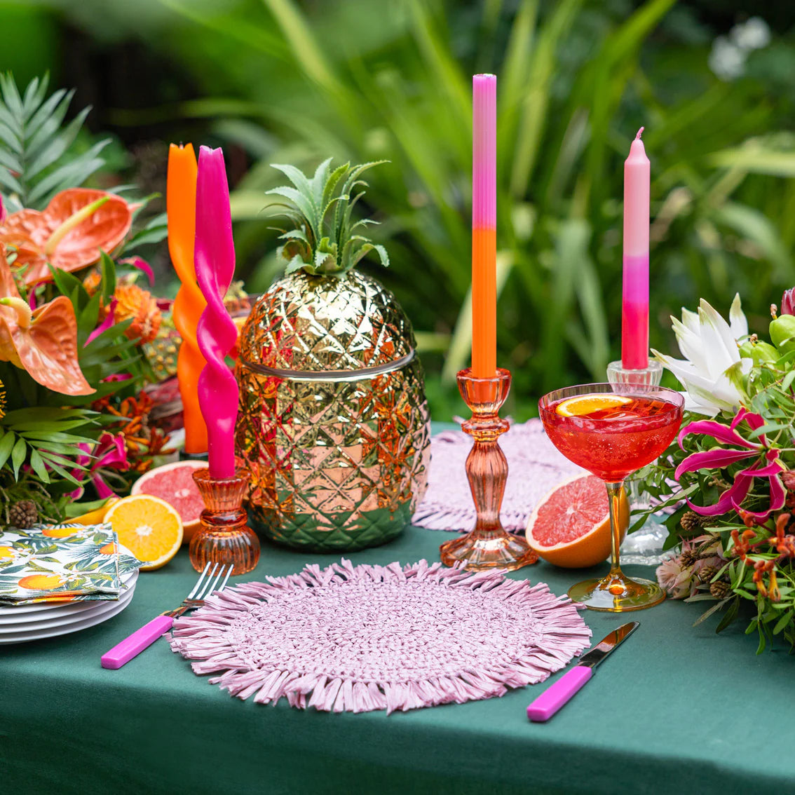 Boho Small Glass Orange Candle Holder