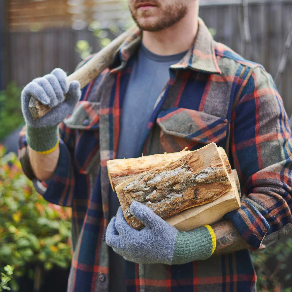 Men's Grey/Green Lambswool Gloves