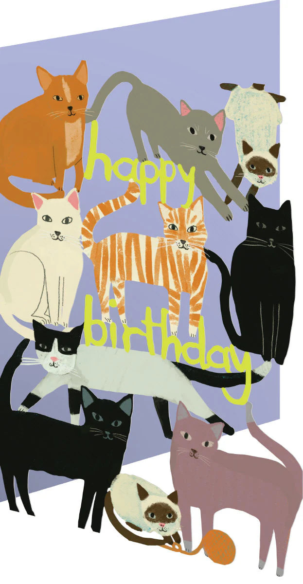 Purring Cats Happy Birthday Laser Cut Card