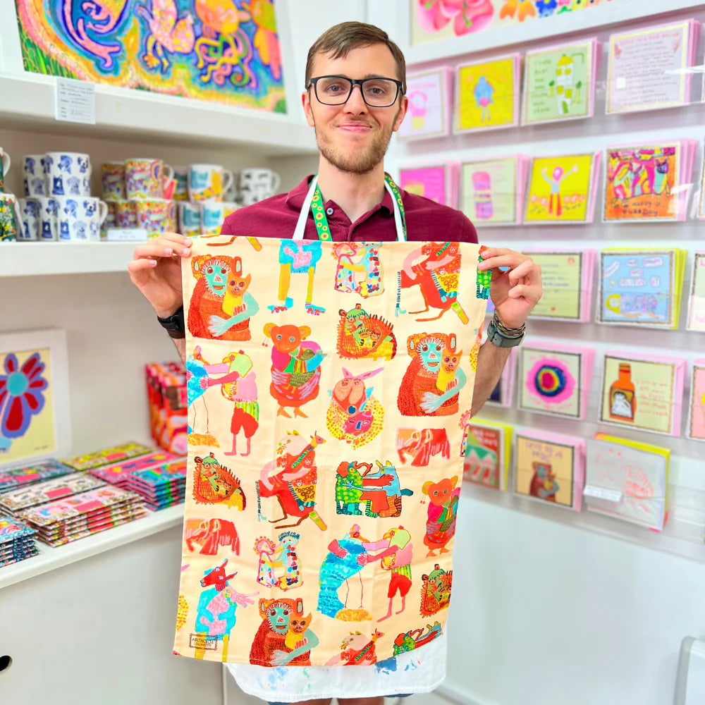 Hugging Animals 100% Organic Tea Towel