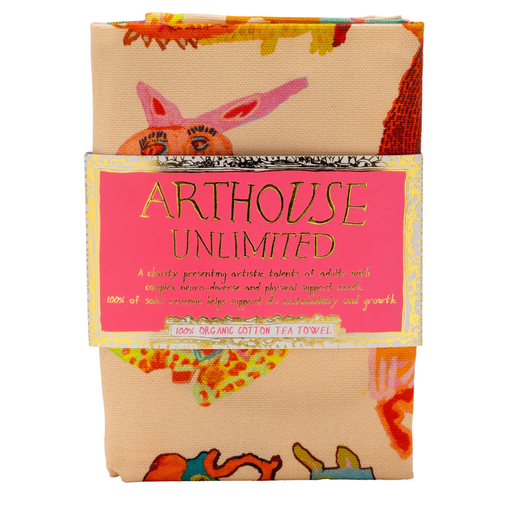 Hugging Animals 100% Organic Tea Towel