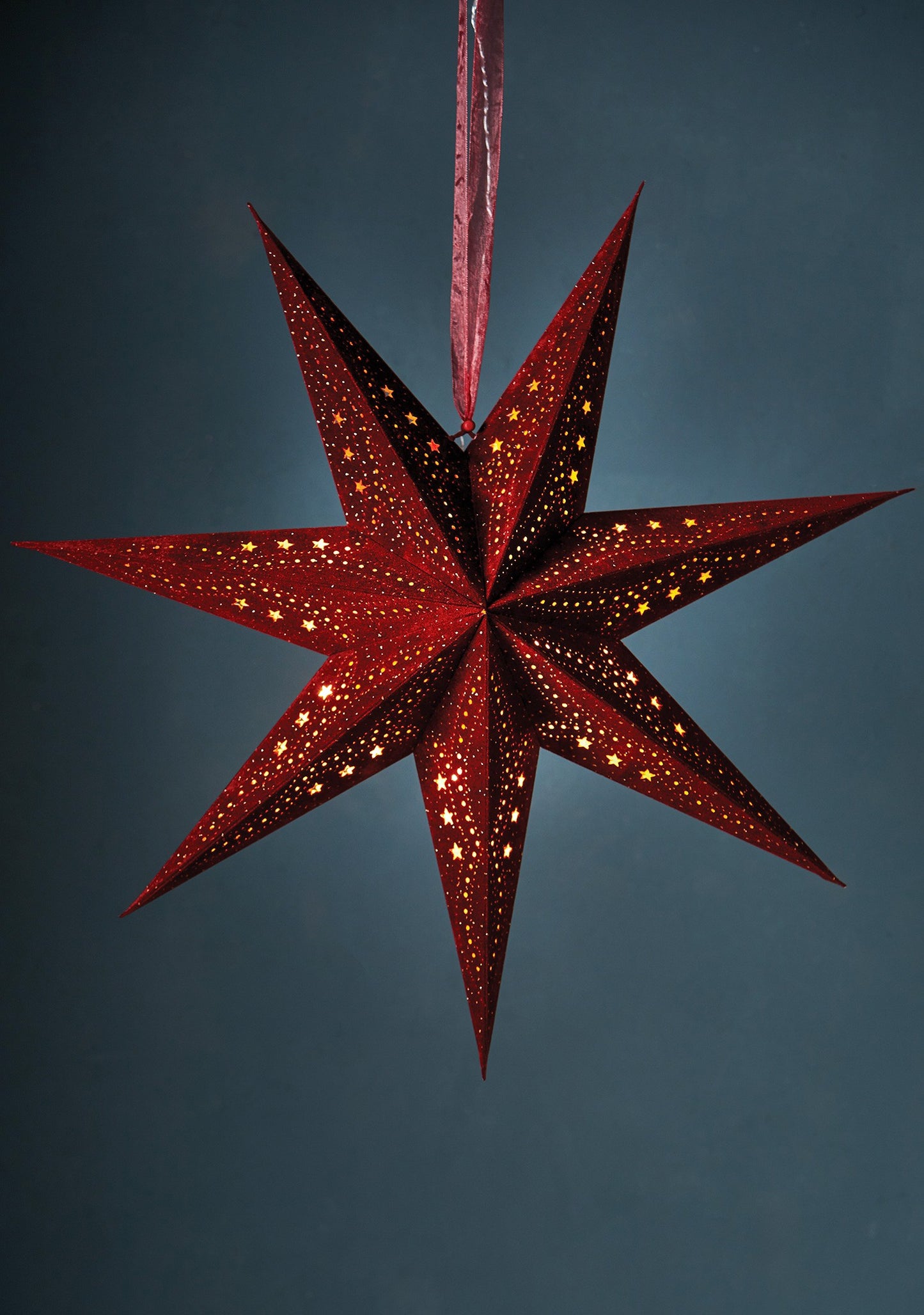 Red Velvet Star With Glitter & LED Lights