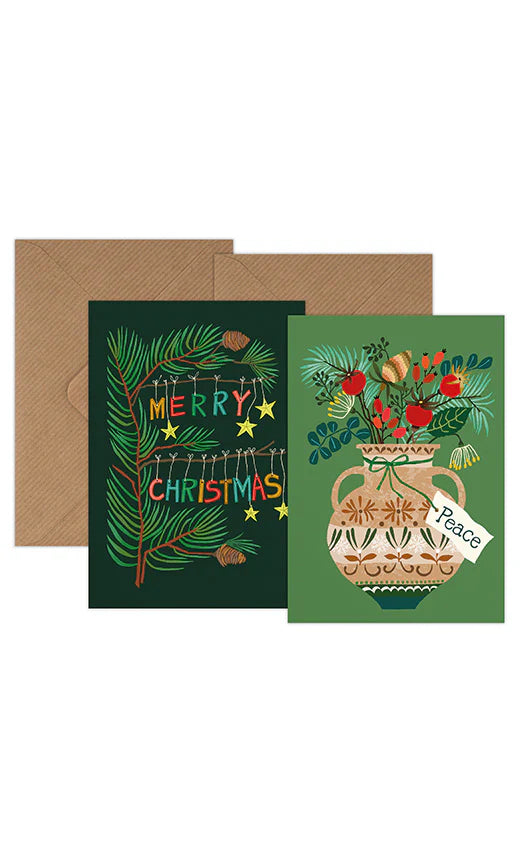 Christmas Branch & Peace Christmas Cards Greetings Card Pack