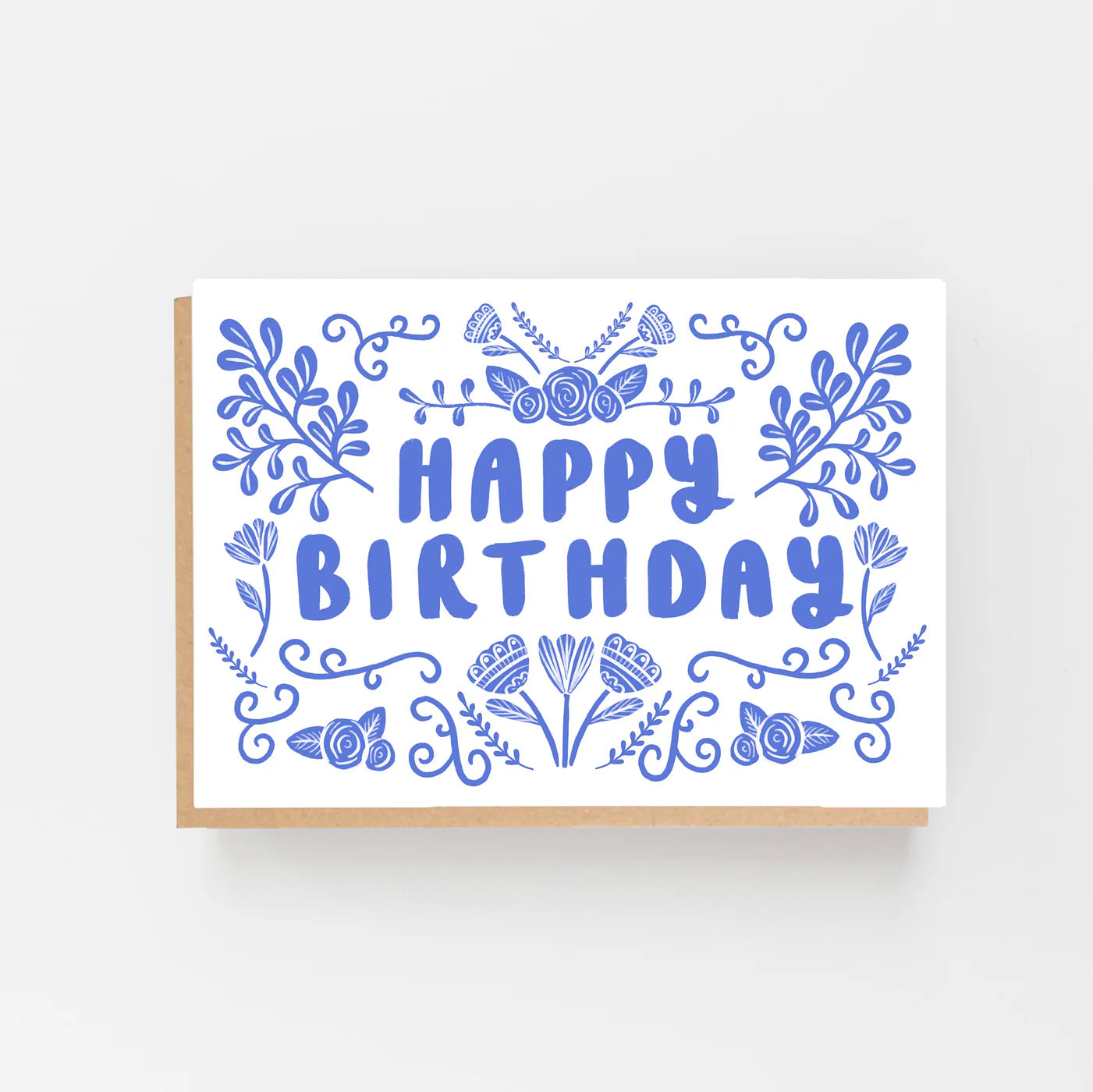 Folk Blue Birthday Card