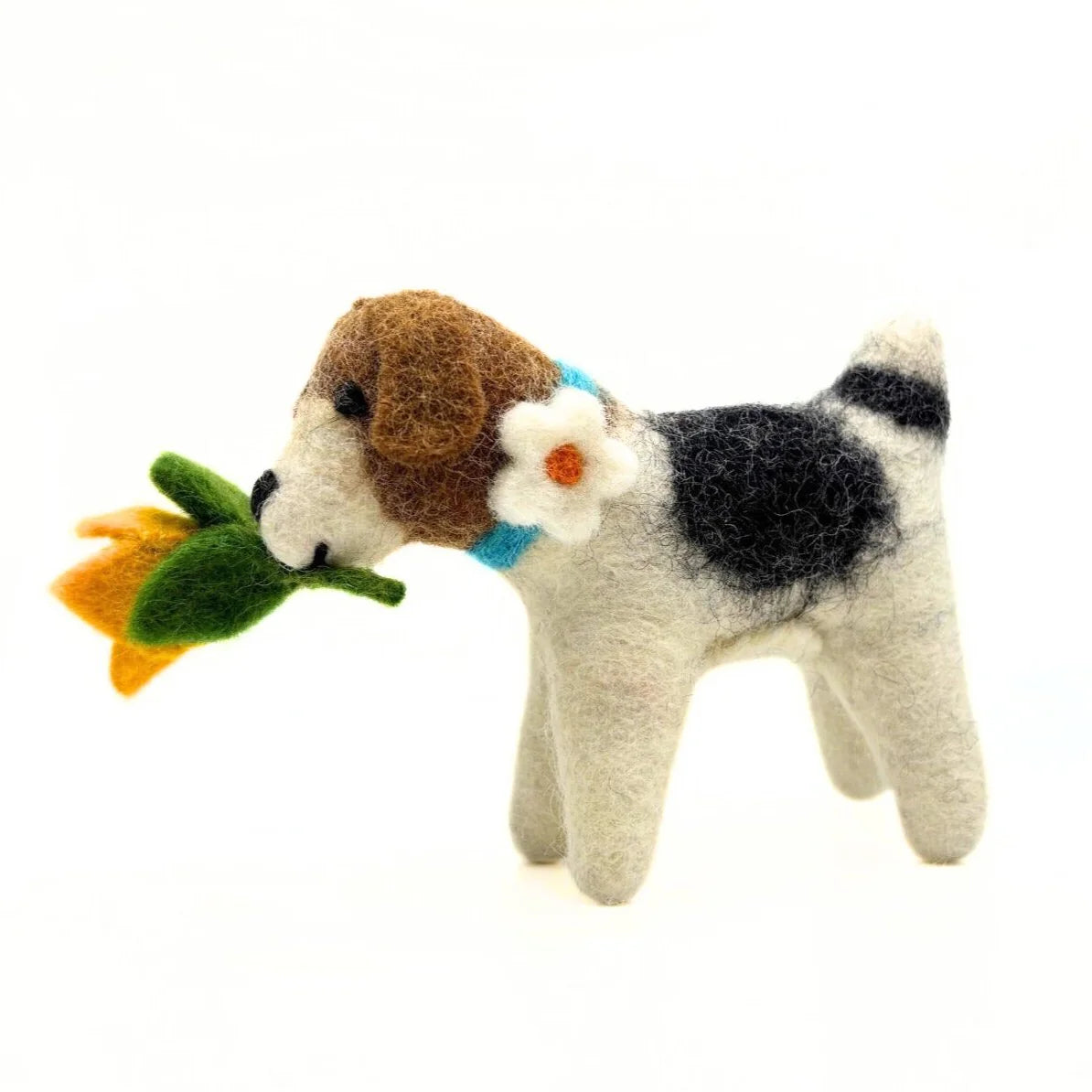 Felt Fox Terrier with Daffodil Decoration