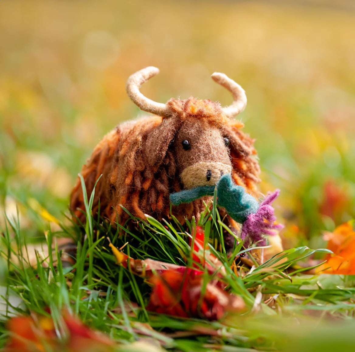 Highland Cow with Thistle Felt Decoration
