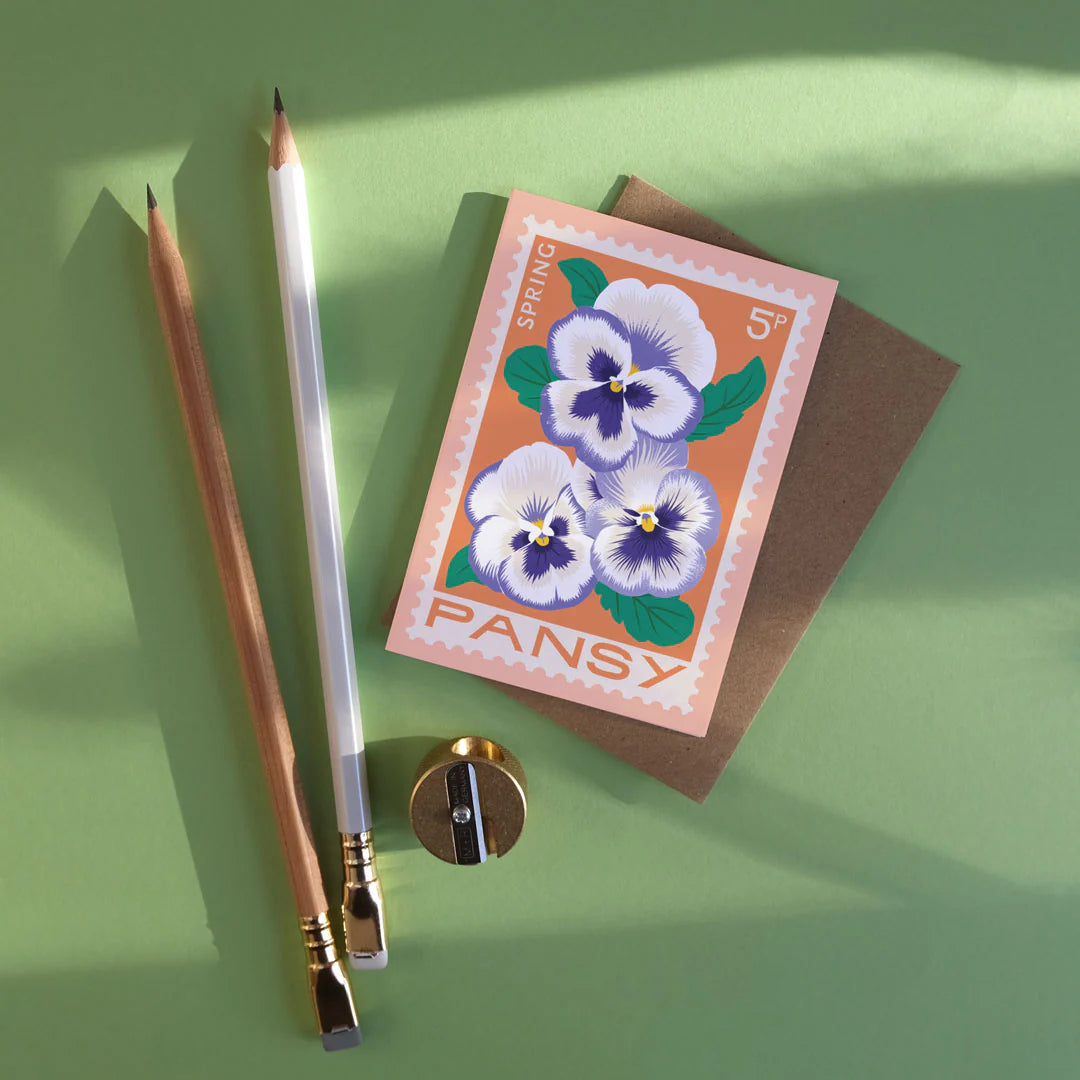 Pansy Illustrated Mini Greetings Card