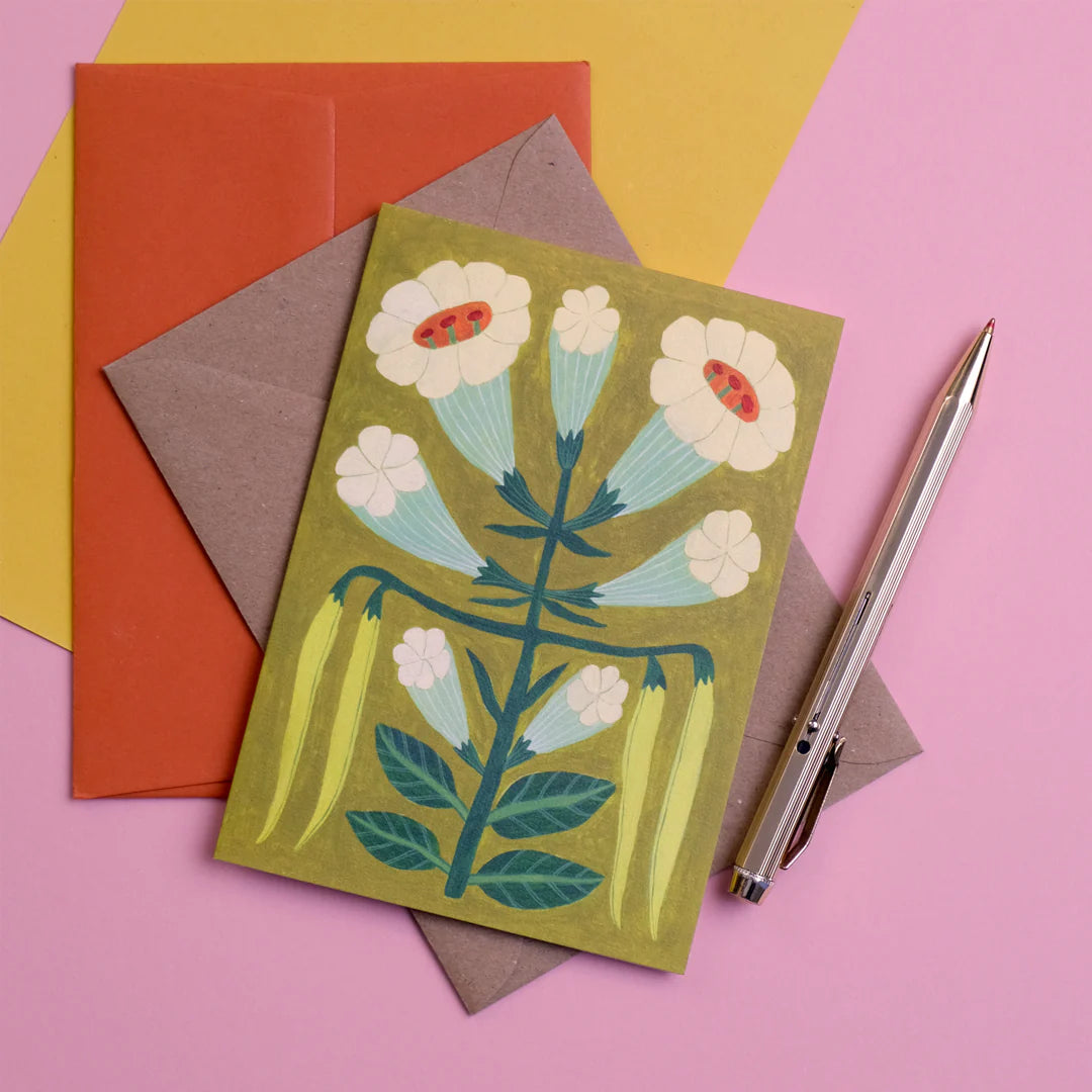 Whimsical Flowers Illustrated Greetings Card