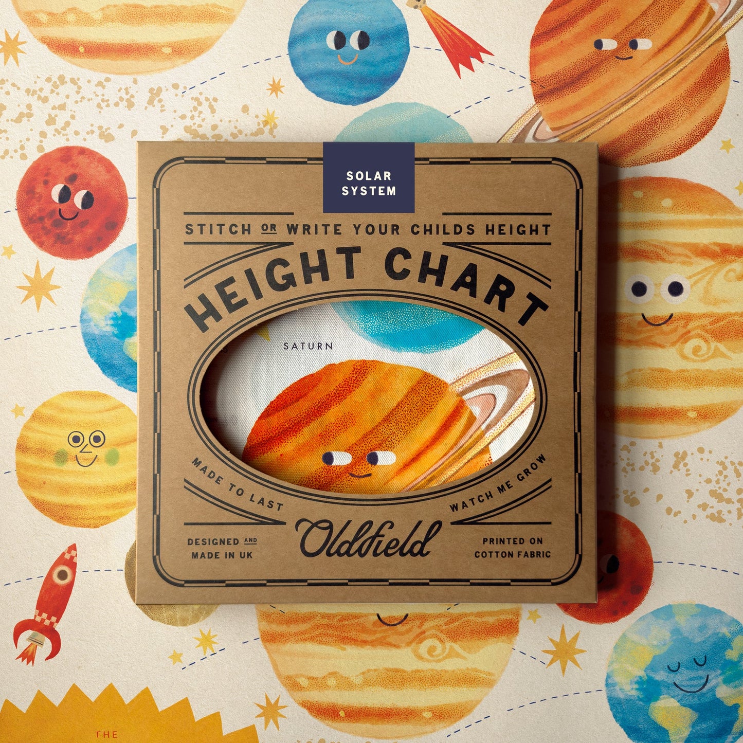 Solar System Fabric Kids Height Chart